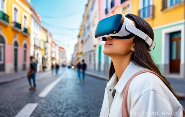 가상현실 여행에서의 시뮬레이션 활용 - **Prompt:** A person comfortably seated in a modern living room, wearing a sleek, futuristic VR head...