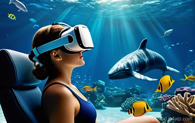 가상현실 여행에서의 시뮬레이션 활용 - **Prompt:** A person comfortably seated in a modern living room, wearing a sleek, futuristic VR head...