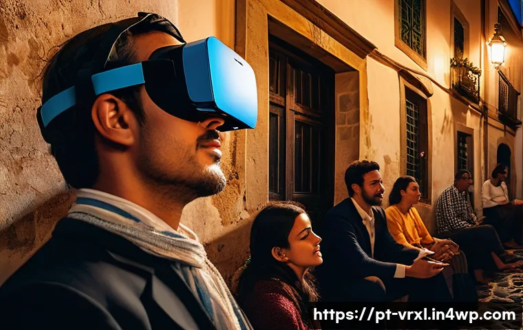 가상현실 여행의 트렌드 예측 - **Prompt 1: Virtual Alfama Fado Evening**
    A wide shot of a person wearing a sleek, modern VR hea...