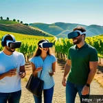 Home 18 가상현실 여행의 연구 동향 - A highly detailed virtual reality scene showing a group of friends wearing comfortable casual clothi...
