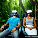 Home 23 가상현실 여행의 경험 경제 - Photorealistic cinematic scene of a Brazilian couple in a sleek São Paulo virtual-reality travel lou...